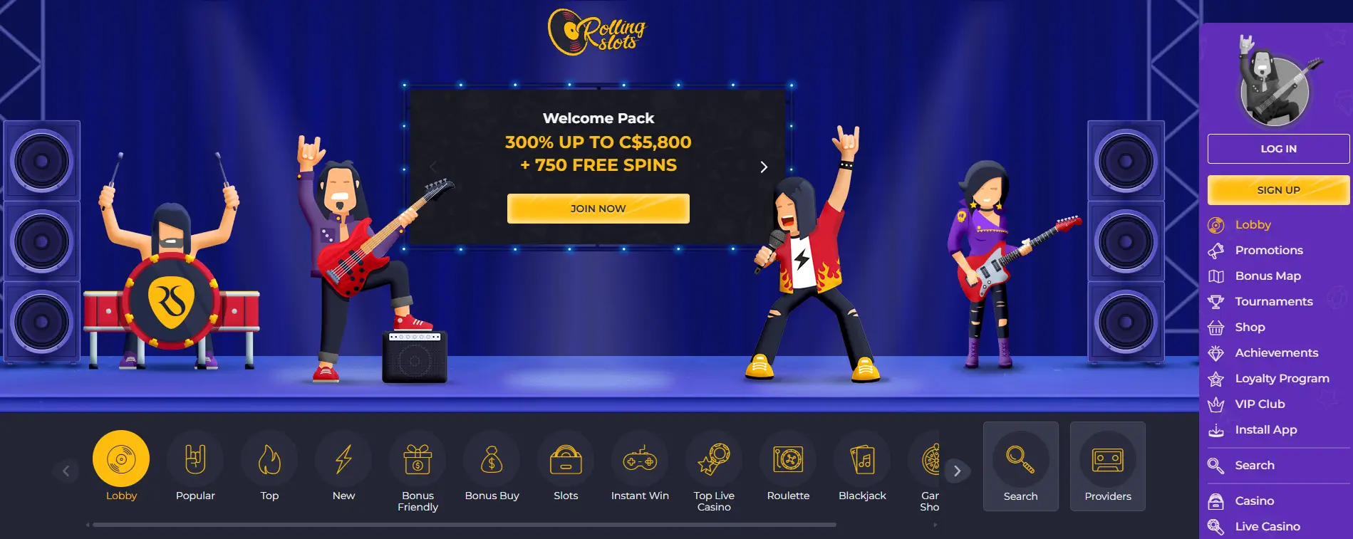 Rolling Slots Casino screen